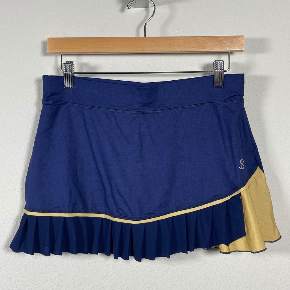 Sofibella Tennis Skort Women M Blue Gold Pleated‎ Pickleball Sporty Athletic